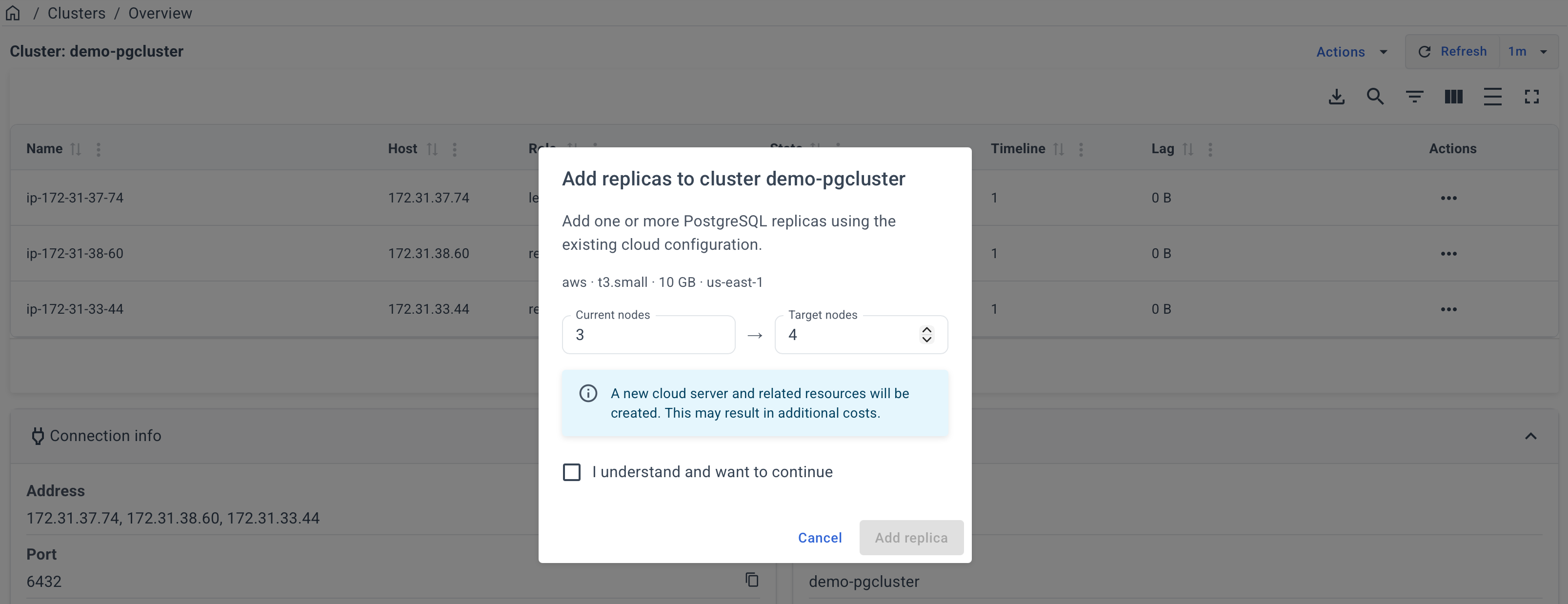 Add replicas using the existing cloud configuration