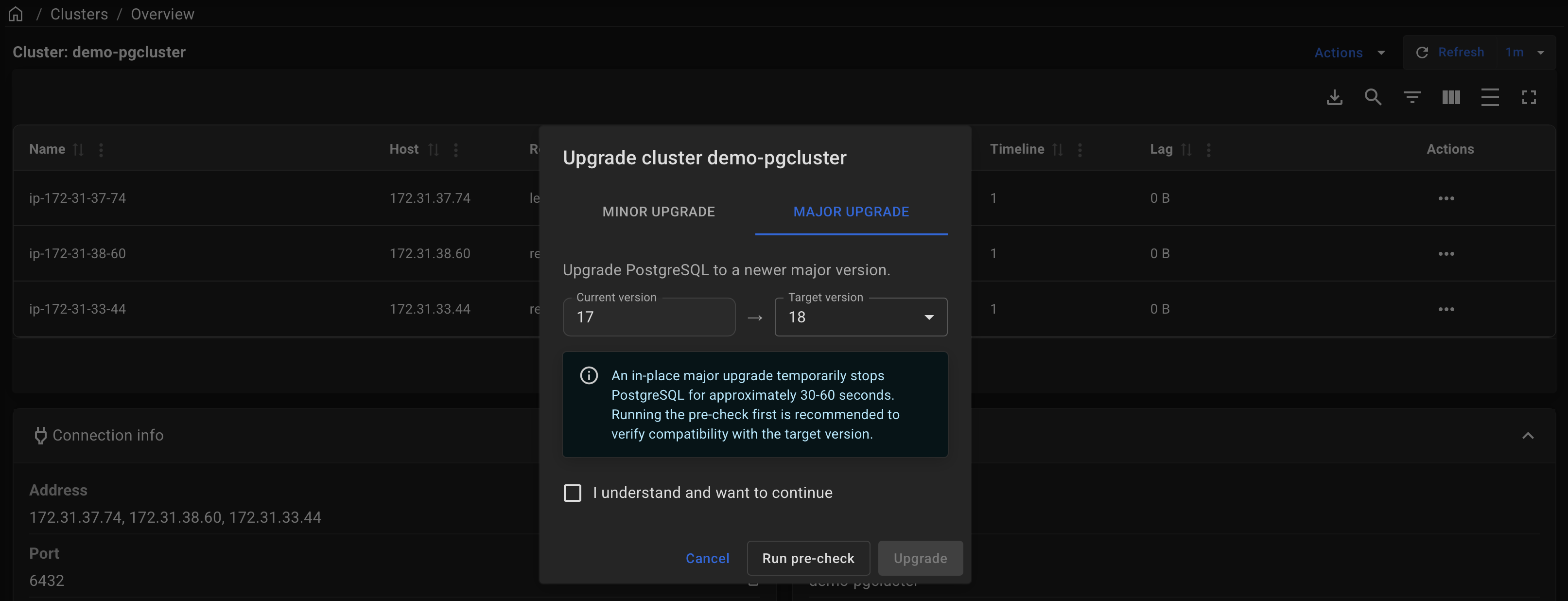 Major PostgreSQL upgrade